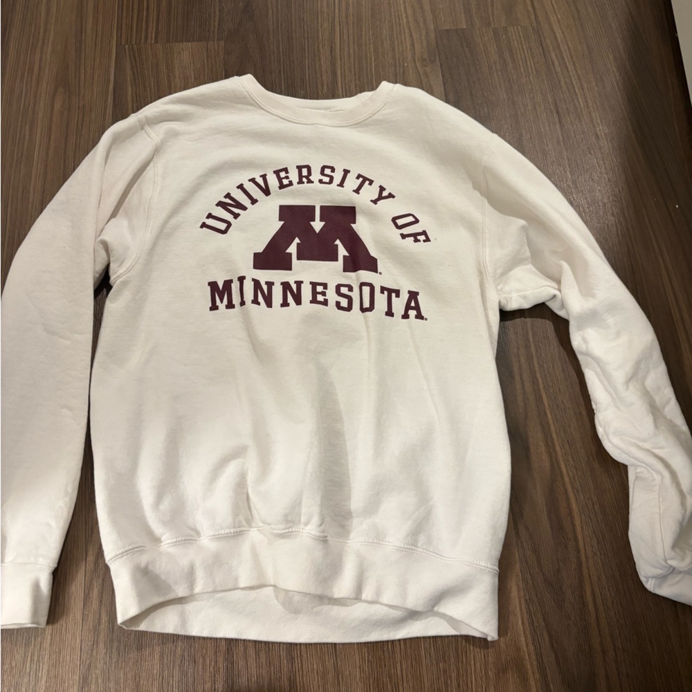 UMN White Sweatshirt with Burgundy Print
